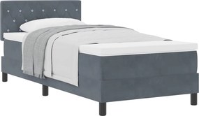 vidaXL Boxrugós ágy matracmal Sötétszürke 90 x 190 cm Bársony