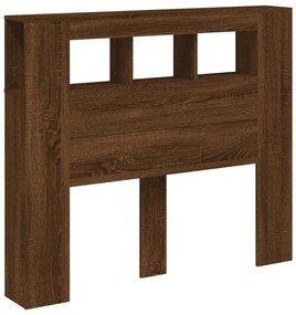 barna tölgyszínű szerelt fa LED-es fejtámla 120x18,5x103,5 cm
