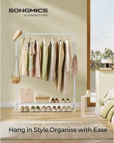 Ruhafogas kerekekkel és polccal, strapabíró fémváz, felhőfehér