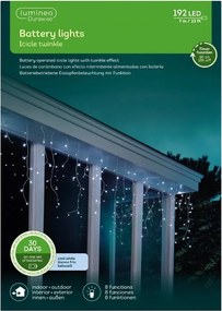 Jégcsap Lámpák Függöny 192 Led kültéri Hideg fehér épület Akkumulátor 7m