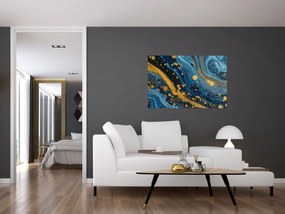 Kép - Kék absztrakció arannyal (90x60 cm)