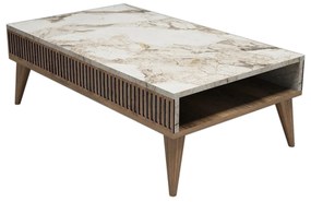 Dohányzóasztal Milan - Diós, Fehér Marble