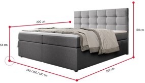 SALMA kárpitozott boxspring ágy + fedőmatrac - inari 22 / 160x200