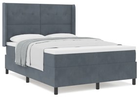 Boxspring Ágy Matrac nélkül Sötét Szürke 140x200 cm Bársonyos
