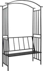 vidaXL fekete vas kerti boltív paddal 128 x 50 x 207 cm