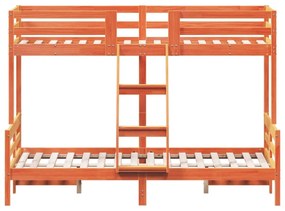 viaszbarna tömör fenyőfa emeletes ágy 90 x 200/120 x 200 cm