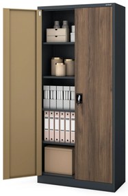 Fém iratszekrény JAN H, 900 x 1950 x 400 mm, Eco Design: antracit/ dió