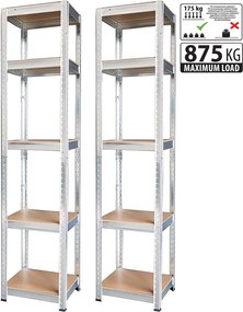 Racks fém polc, MDF, 5 polcos, 2 db/csomag (1800 x 400 x 400 mm)