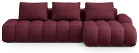 Borvörös kinyitható-tárolóhelyes sarokkanapé (jobb oldali-heverő résszel) Linz – Cosmopolitan Design