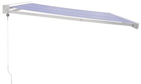 kék és fehér szövet és alumínium behúzható napellenző 4 x 3 m