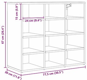 Cipősszekrény polcokkal Musta tammi 77.5 x 30 x 67 cm Faanyag