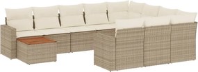vidaXL 11 részes bézs polyrattan kerti ülőgarnitúra párnákkal