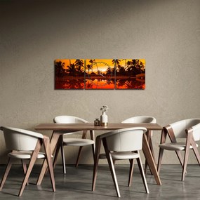 Kép - naplemente az üdülőhely felett (órával) (90x30 cm)