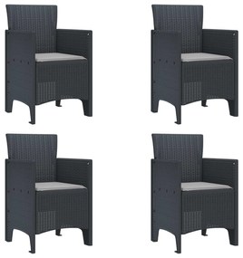 vidaXL Kerti Szék párnával 4 pcs Antracit 53 x 49 x 85 cm Polipropilén