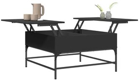 Fekete szerelt fa és fém dohányzóasztal 80 x 80 x 45 cm