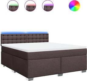 vidaXL sötétbarna szövet rugós ágy matraccal 180 x 200 cm