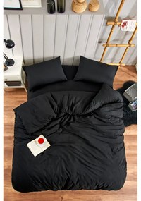 Fekete négyrészes kétszemélyes hosszabbított ágyneműhuzat lepedővel 200x220 cm Classic – Mila Home