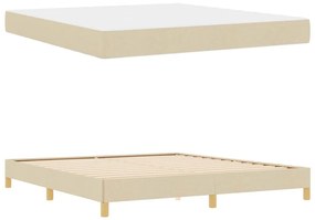 Boxrugós ágy Krém és barna 180 x 200 cm Textil és mérnöki fa