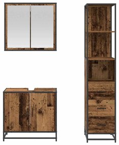 Fürdőszoba bútor szett 3 pcs Régi fa 65 x 33 x 60 cm Faanyag