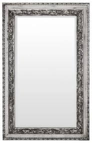 Téglalap alapú élcsiszolt szelíden faragott koptatott vintage ezüst fa keretben 115x75x5cm