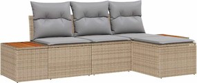 vidaXL Kerti Kanapé Szett 4 pcs Beige és Világosszürke Poly Rattan