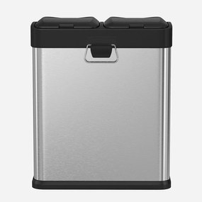 Szemétgyűjtő, szelektív hulladékgyűjtő, acél, 30 liter, 2 x 15l