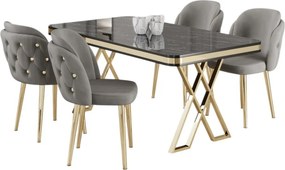 Rigel étkezőgarnitúra, fekete márvány-arany, 130 cm – TR240CHR2237