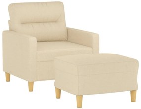 krémszínű szövet kanapéfotel lábtartóval 60 cm