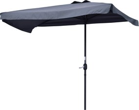 Outsunny Téglalap alakú Napernyő 230x130x249 cm Falra Szerelhető Közepes Napernyő Kézi Forgatóval UV Védelemmel Vízálló Napernyő Erkélyre Teraszra Ker