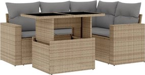vidaXL 5 részes bézs polyrattan kerti ülőgarnitúra párnákkal
