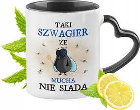 Sógornak Fekete Bögre Szív Alakú Füllel Ajándék Nyomtatott