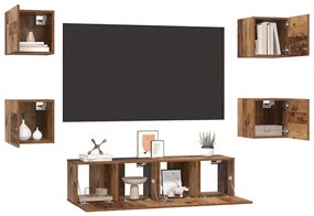 TV szekrény garnitúra 6 pcs Régi fa Közepes 120 x 30 x 30 cm