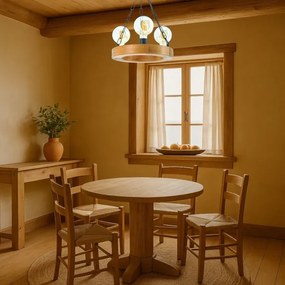 Csillár láncon IOS 3xE27/60W/230V átm. 30 cm bükkfa