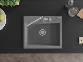 Mexen Oscar 1 rekeszes gránit mosogató 580 x 490 mm, szürke, króm szifon - 6519581000-71