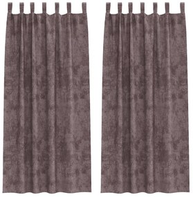 Bársonyfuggyony 2 db Gombfüllel Barna 245x140 cm