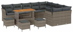 vidaXL Kerti Kanapé Szett 13 pcs Szürke polirattan