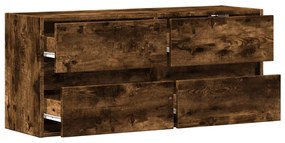 füstös tölgy színű fali TV-szekrény LED-ekkel 100x31x45 cm