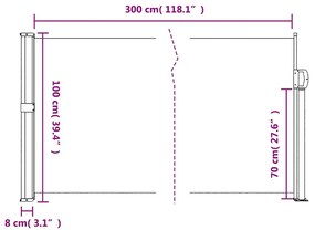 antracitszürke behúzható oldalsó napellenző 100 x 300 cm
