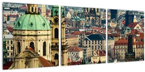 Kép - Prágai panoráma (órával) (90x30 cm)