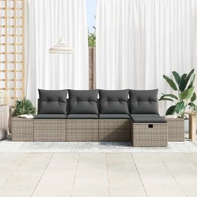 Kerti Kanapé Szett 5 pcs Szürke 55 x 62 x 69 cm Poli rattan