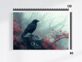 Vászonkép Canvas Madár Holló Köd Ősz Szikla Természet 120x80