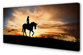 Canvas képek Nő egyszarvú naplemente 100x50 cm