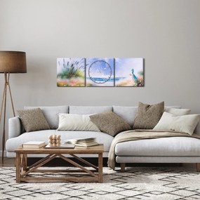 Kép - romantikus tengerpart, olajfestmény (órával) (90x30 cm)