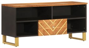 barna és fekete tömör mangófa TV-szekrény 100x33,5x46 cm
