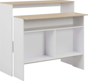 vidaXL fehér és tölgyszínű bárasztal 2 asztallappal 130 x 40 x 120 cm