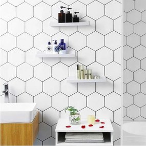 Fali polc Dekoratív akasztós könyvespolc fehér 3 db-os szett