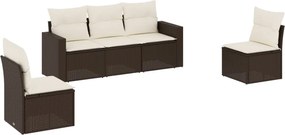 vidaXL 5 részes barna polyrattan kerti ülőgarnitúra párnával