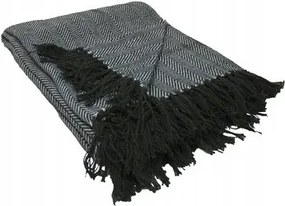 Dekoratív kockás takaró/takaró, modern megjelenés, rojtokkal, 170x130 cm