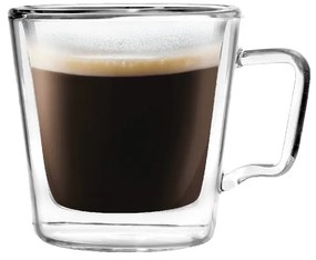 2 db duplafalú üveg kávésbögre, 80 ml - Vialli Design