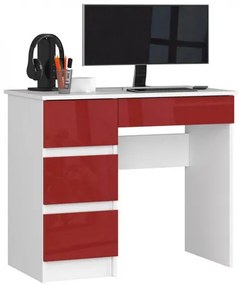 A7 Számítógép asztal fehér / fényes piros